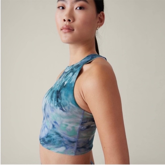 ATHLETA Conscious Crop Printed Bra A-C, Solarize Chrome Blue NWT - Picture 11 of 12
